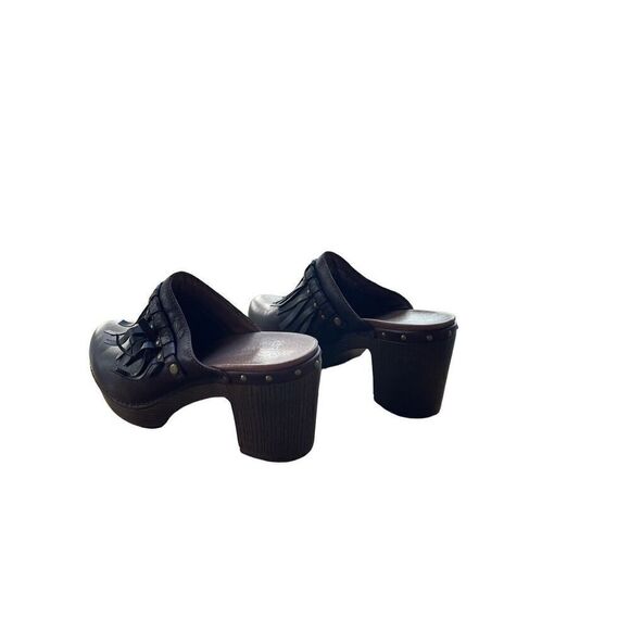 Dansko Womens Black Slip On Leather Fringe Studded Clogs Casual Shoes Size 39 - Picture 6 of 8